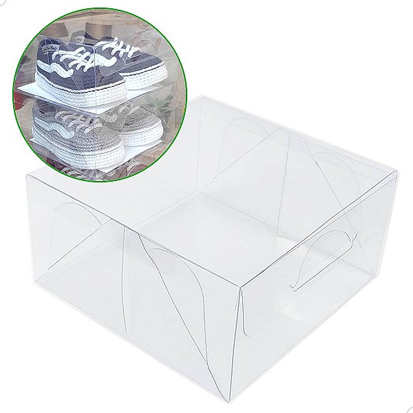 Caixa para Sapatinho de Bebê Caixa de Acetato PX-3 (12x12x6 cm) (25un) Embalagem Transparente