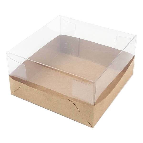 Caixa de Acetato PMB-46 Kraft (6x6x4 cm) (25un) Embalagem para Pão de Mel