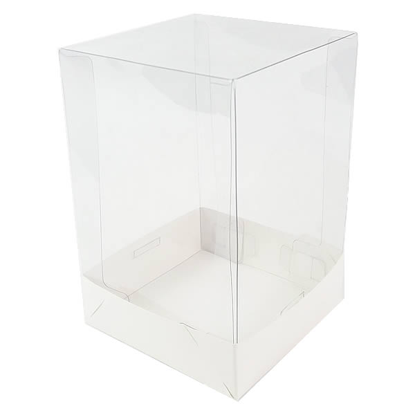 Caixa de Acetato PMB-1 Lisa Branca (10x10x12.5 cm) (25un) Embalagem para Mini Bolo