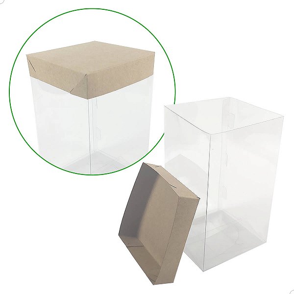 Caixa de Acetato KRP-500 Kraft (12.2x12.2x22 cm) (25un) Embalagem Tampa e Fundo