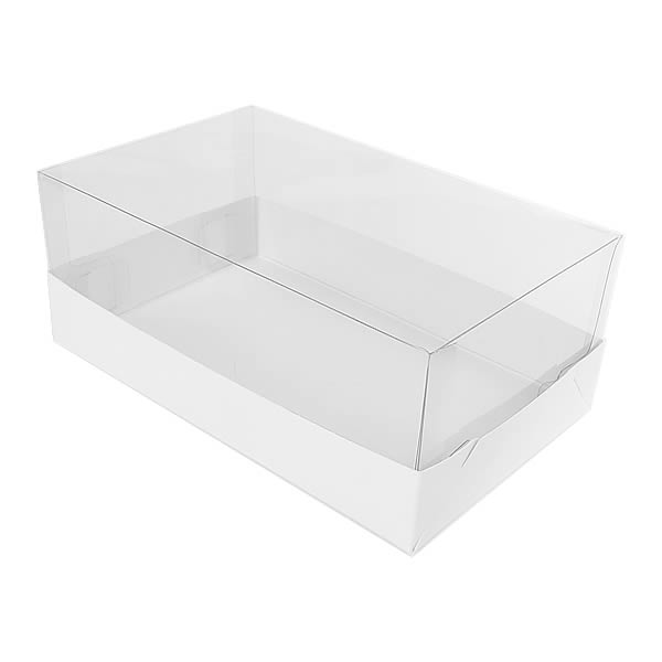 Caixa de Acetato TRP-308 (17.6x11x7 cm) (25un) Tampa de Plástico Acetato e Fundo de Papel Branco
