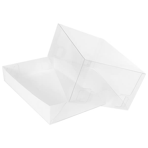 Caixa de Acetato TRP-315 (18x14x7 cm) (25un) Tampa de Plástico Acetato e Fundo de Papel