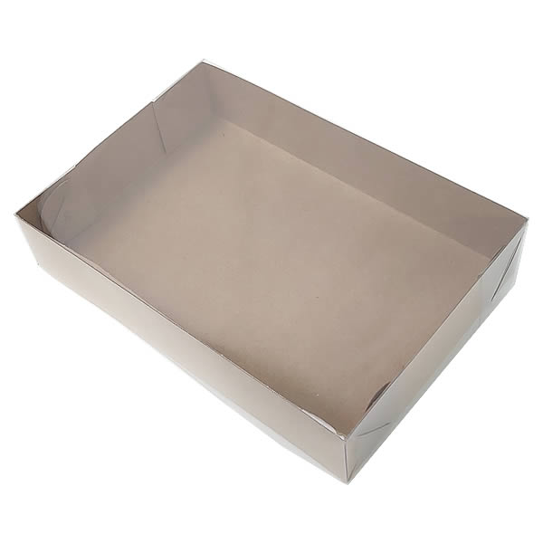 Caixa de Acetato KRP-70 (18x12x4 cm) Tampa de Plástico Acetato e Fundo de Papel Kraft