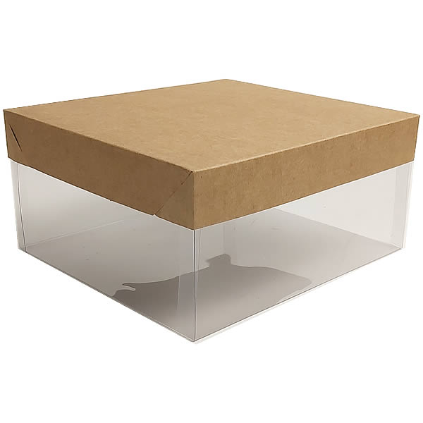 Caixa de Acetato KRP-303 Kraft (19x17.5x9 cm) (25un) Embalagem de Plástico Acetato e Fundo de Papel