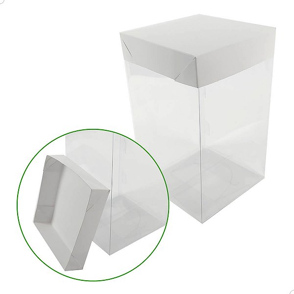 Caixa de Acetato TRP-500 (12.2x12.2x22 cm) (25un) Embalagem de Papel e Plástico Transparente