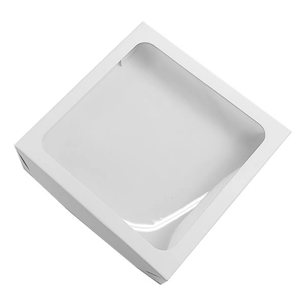 Caixa 326 Visor Branca (TRP-326) (13x13x2.5 cm) (10un) Embalagem com Visor Transparente