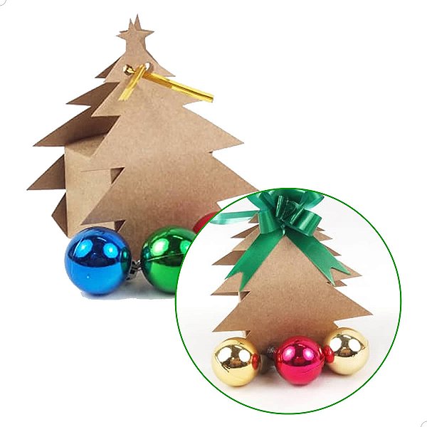 Embalagem Árvore de Natal Caixa AN-1 KRAFT (5.5 x 12 cm)  (100un) Decoração Lembracinha Festa Natal Pinheiro