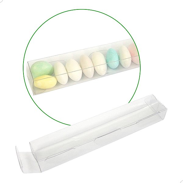 Caixa de Acetato Amêndoas PX-225 (13x2,3x1,6 cm) (25un) Cartucho Embalagem de Plástico Transparente