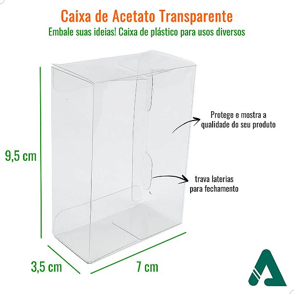 Caixa de Acetato Transparente PXGar-2 (7x3,5x9,5 cm) (10un) Embalagem de Acetato para 2 Mini Garrafinhas 50ml
