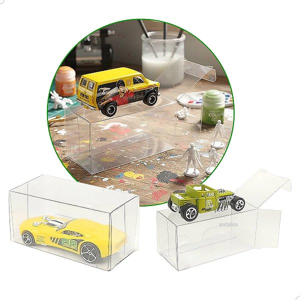 Caixa Transparente p/ Hot Wheels Coleção 25un PX-235 4x4x8cm Anti-Poeira para Mini Carros