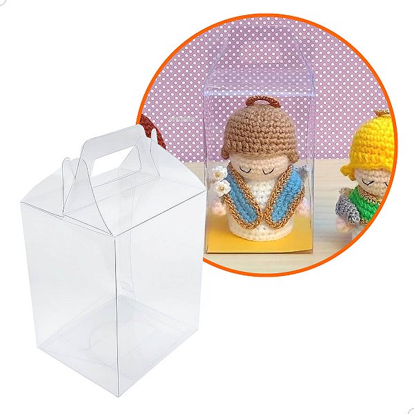 Embalagem Maleta para Amigurumi PX-61 (9x7,5x15 cm) (25un) Caixa de Acetato Transparente