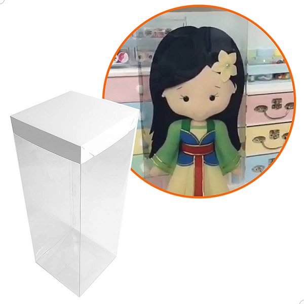 Embalagem para Boneca de Feltro Tecido Croche TRP-320 (15x15x40 cm) Kit 10un Caixa de Acetato