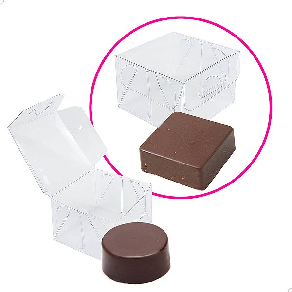 Kit 100 Caixa Acetato Transparente PX-201 6x6x4cm Pão de Mel Doces Artesanais Embalagem