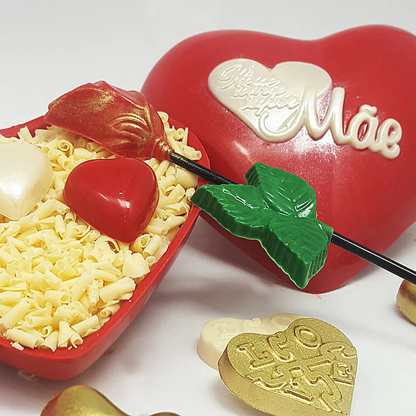 Forma para Chocolate com Silicone Coração Super Mãe 500g cod. 57 BWB