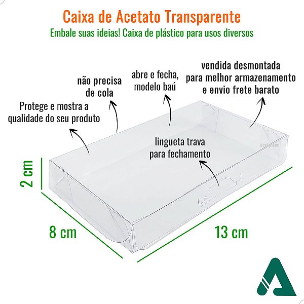Embalagem para Biscoito Artesanal PX-21 (13x8x2 cm) Kit 25un Caixa de Acetato Biscoito Caseiro