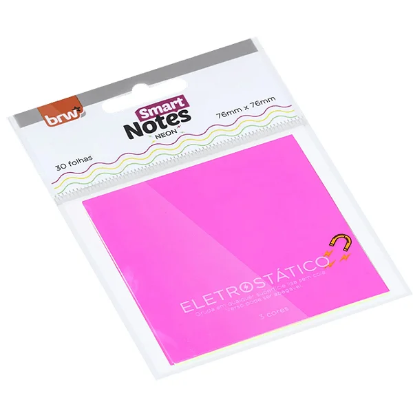 Smart Notes Eletrostático(3 cores) - Neon 76x76 mm - 30fls | Brw