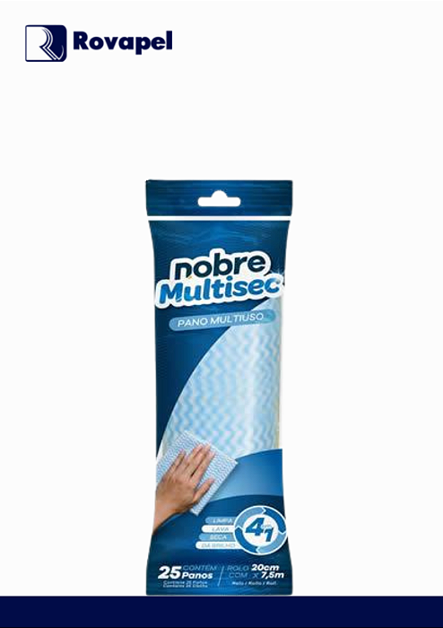 Pano Multiuso Azul Nobre – Rolo com 25 Panos Picotados | Limpeza Prática e Econômica!