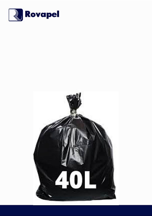 Saco de Lixo Preto 40L PlasTTerra Micra 0,4– Ideal para Cozinha e Escritório com Resistência Garantida!