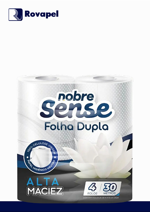 Papel Higiênico Nobre Sense Folha Dupla – 4 Rolos | Conforto, Qualidade e Alto Rendimento!