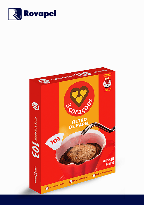 Filtro de Papel para Café 103 c/30 unid – Café coado com mais sabor!