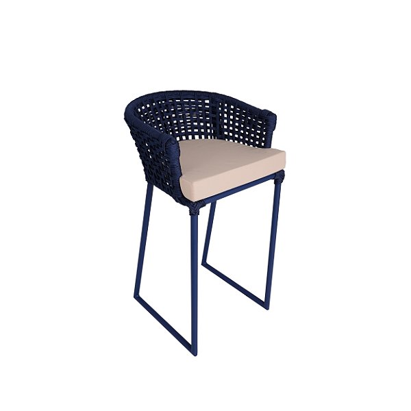 BANQUETA MERIDA CORDA NAUTICA COM ALMOFADA