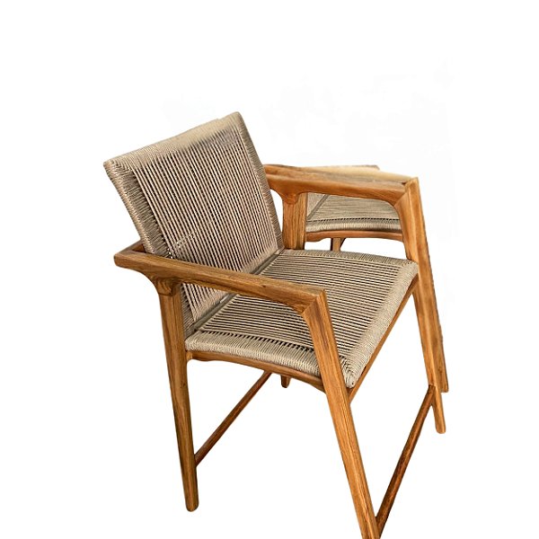 BANQUETA COPACABANA MADEIRA COM CORDA NAUTICA