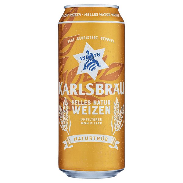 Cerveja Karlsbrau Weizen, lata 500ml