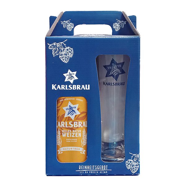 Kit Cerveja Karlsbrau Weizen, Lata + Copo