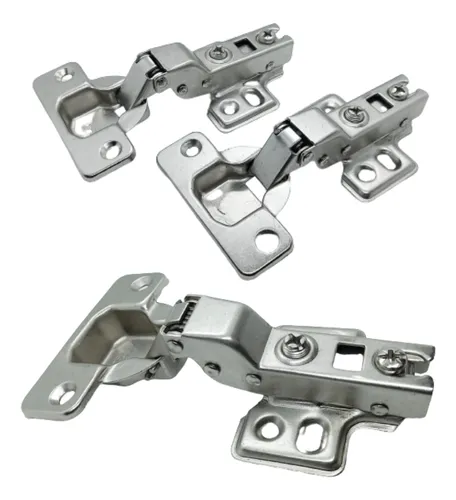 kit 200 unidades de Dobradiça Curva Br Metal Calço Fixo Amortecedor 35mm Armários