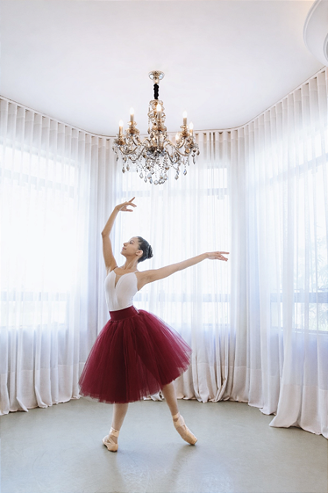 Saia Luiza Romântica para ensaio - Vinho Marsala