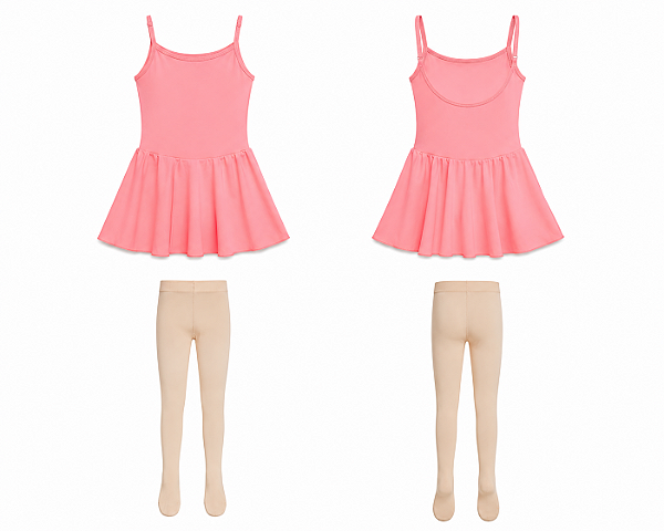 KIT KIDS – Vestido Lily Salmão + Meia-Calça Conversível Salmão Clara
