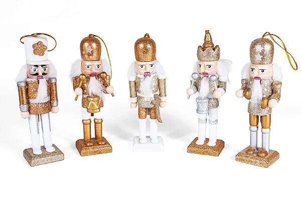 Kit com 5 Quebra Nozes - Dourado com Glitter (12,5cm)