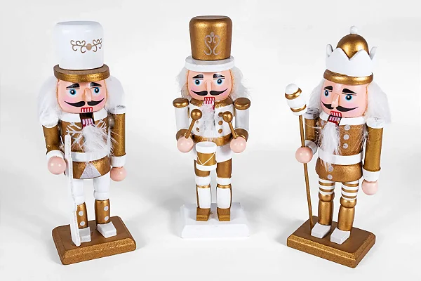 Kit com 3 Quebra Nozes - Dourado e Branco (15,5cm)