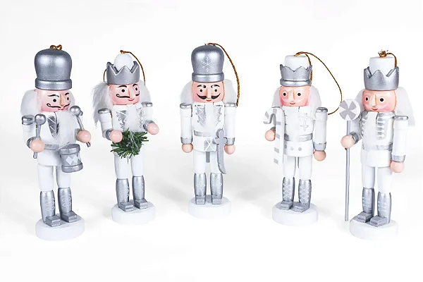 Kit com 5 Quebra Nozes - Prata e Branco (12,5cm)