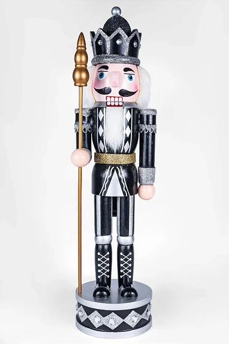 Quebra Nozes - Soldado Preto com Prata (38cm)