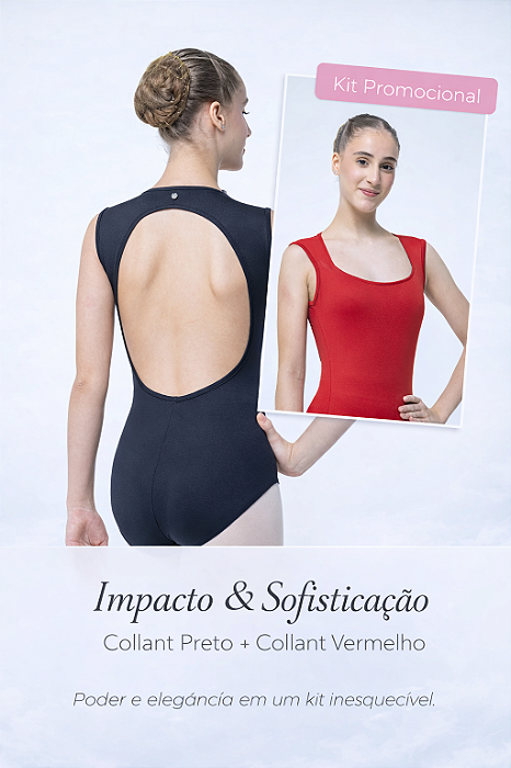 Kit Collant Bella - Preto + Vermelho