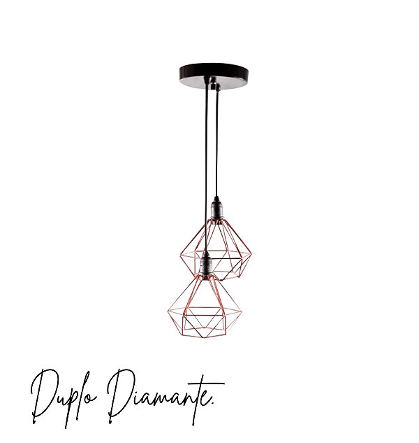 Lustre Pendente Duplo Aramado Diamante Pequeno