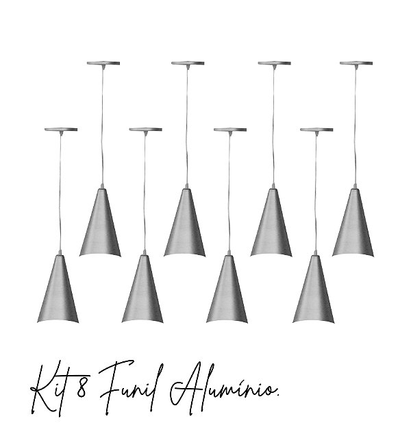 Kit 8 Pendentes Cone De Alumínio Colorido