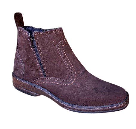 Bota Masculina Casual Cor Marrom Café Com Ziper Fecho Couro Legitimo Original Botina Solado Borracha Costurado Botinha Country Resistente Forte Referencia 2520 Marca Campolina