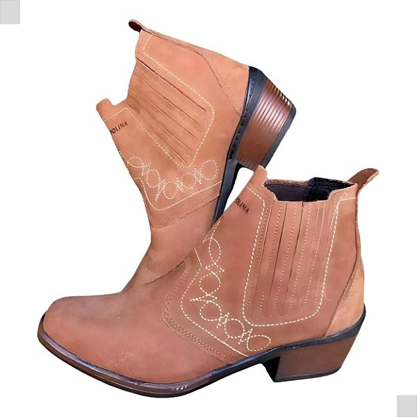 Bota Country Cowboy Vaquejada Cavalgada Rodeio Masculina Cor Marrom Claro Rato Botina Couro Legitimo Original Solado Borracha 3636 Marca Campolina