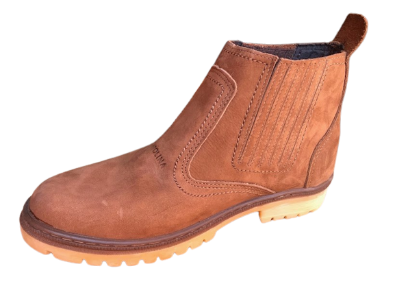 Bota Masculina Casual Estilo Coturno Sem Cadarço Em Couro Nobuck Legitimo Original Cor Marrom Claro Solado Borracha Latex Costurado Botina Para Trilha Mato Fazenda Sitio Dia a Dia Cidade Botinha Forrada Confortavel Referencia 2080 Marca Campoli