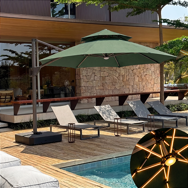 Ombrelone Guarda Sol Lateral Solar Premium Redondo Base 150l