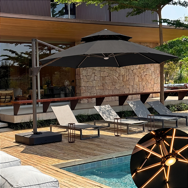 Ombrelone Guarda Sol Lateral Solar Premium Redondo Base 150l