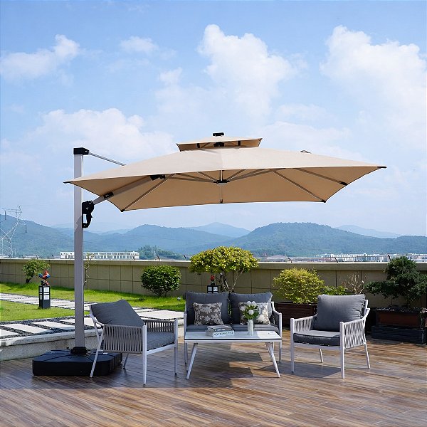 Ombrelone Haste Alumínio Premium Lateral Solar Quadrado Base 150l