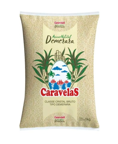 Açúcar Demerara Caravelas Pacote com 1kg