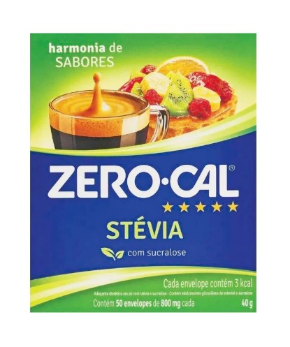 Adoçante Zero-Cal Stévia em pó Caixeta com 50x0,8g