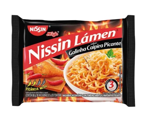 Macarrão Instantâneo Nissin Lámen Galinha Caipira Picante Pacote com 85g