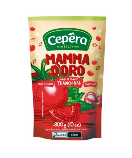 Molho de Tomate Mamma D'oro Tradicional Pouch com 300g
