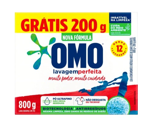 Detergente em Pó Omo Lavagem Perfeita Caixeta com 800g