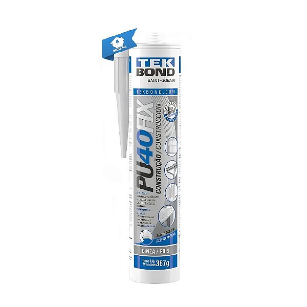 Adesivo Selante PU40-Fix 387g/280ml Cinza Tekbond
